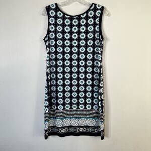 Max Studio Sleeveless Shirt Dress Abstract Floral Blue Size Small